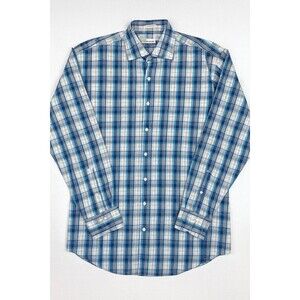 Peter Millar Gingham Check Long Sleeve Men's XL Button Down Shirt blue business